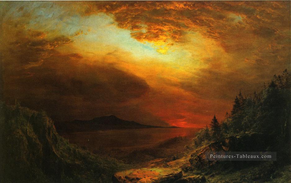 Mont Crépuscule Desert Island Maine paysage Hudson River Frederic Edwin Church Montagne Peintures à l'huile